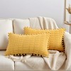 REGALWOVEN Corduroy Solid Plaid Texture Decorative with Pom-pom Edges Throw Pillow Covers 2 Pcs - 2 of 4