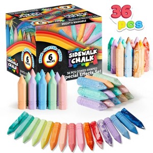 Joyfy 36 Pcs Sidewalk Chalk for Kids, 12 Tie Dye Sidewalk Chalks, 12 Glitter Chalks And 12 Neon Color Chalks, Street Chalk Set For Painting, Drawing - 1 of 4