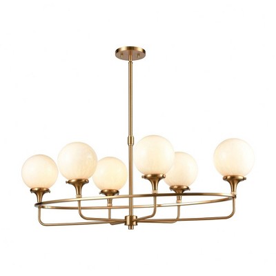 Elk Home Beverly Hills 6 - Light Island Pendant Light in  Satin Brass