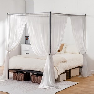 COMHOMA Metal Canopy Bed Frame with Movable Charging Station, King/Queen/Full Size - 1 of 4