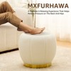 KTMBDW Storage Ottoman, Modern Round Floral Footrest with Soft Padded Seat, Teddy Velvet Footstool, Accent Small Table for Hallway, Living Room - 3 of 4