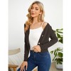 WhizMax Women's Cropped Sweater Cardigan Long Sleeve V-Neck Sweater Rib Open Front Shrugs - 2 of 4