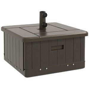 Outsunny 3-in-1 Outdoor Umbrella Base with Wheels and Handles, Coffee End Table, Flower Box Planter with Hole, 175 lbs. Capacity - 1 of 4