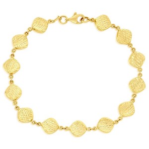Classic Gold 14K Yellow Gold, Double-Sided Shiny & Diamond-cut Square-Shaped Bracelet - Gold - 7.25 Inch - 1 of 3