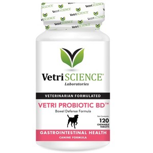 VetriScience Probiotic BD, Bowel Defense and GI Support Supplement for Dogs, Imitation Chicken Flavor, 120 Chewable Tablets. - 1 of 3