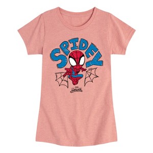 Girls' - Marvel - Spider-Man And His Amazing Friends Doodle Spidey Fitted Short Sleeve Graphic T-Shirt - 1 of 4