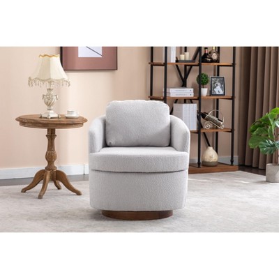 NicBex Accent Chair Swivel Chair Sofa Chair Fabric Comfy Chair With Soild Wood Round Brown Base Leg for Bedroom