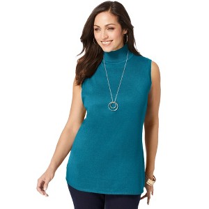 Jessica London Women's Plus Size Fine Gauge Mockneck Sweater - 1 of 4