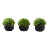 SEVOBAL Planters Set of 3 Artificial Grass Plants in Black Pots for Stylish Indoor Greenery, Green, 5"*5"*5" - 2 of 4
