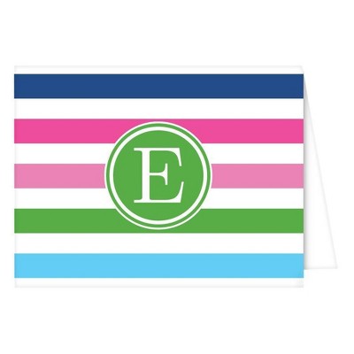 10ct Folded Notes - Preppy Stripe Monogram - E