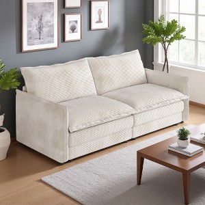 Corduroy 2-Seater Loveseat Sofa with Deep Seat & Pillows - 1 of 4
