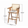 Set of 2 Cane-Style 27 Inch Bar Stool, PE Rattan Armrest Bar Stool with Foam-Padded Fabric Seat, Bar Stool with Rubberwood Frame-Coolbibila - 4 of 4