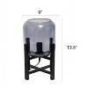 Creekwood Home Modern Glass Table Lamp with Exposed Bulb Wood Base Black Smoky Shade - 3 of 4