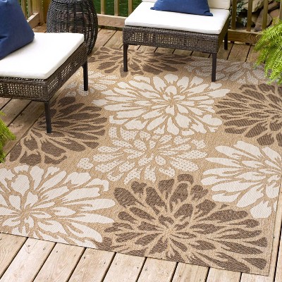 JONATHAN Y Zinnia Modern Floral Textured Weave Indoor/Outdoor Area Rug
