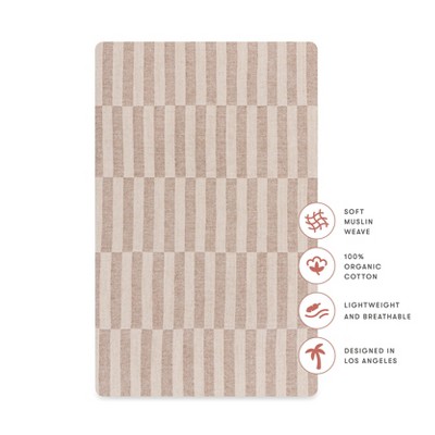 Organic Cotton Cocoa Stripe Muslin Bassinet Sheet