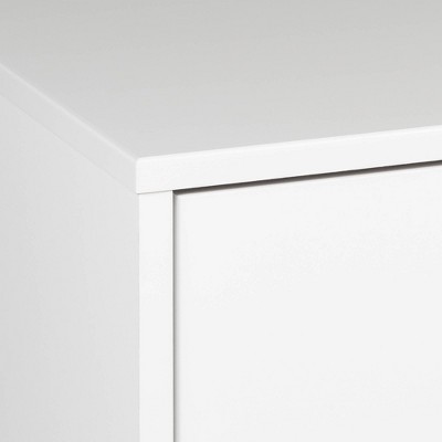 Serenity White Floating Dresser with Brushed Brass Knobs