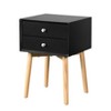 Gulches Side Table,Bedside Table with 2 Drawers and Rubber Wood Legs, Mid-Century Modern Storage Cabinet for Bedroom Living Room, Black - 3 of 4
