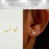 Moon and Star Flat Back Earrings for Women Sterling Silver 16g Cartilage Helix Lobe Body Piercing Stud Ginger Lyne - 2 of 4