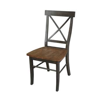 Set of 2 X Back Chairs with Wood Seat Hickory Brown - International Concepts