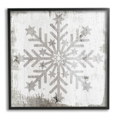 Stupell Industries Winter Snowflake Weathered Pattern Framed Giclee Art