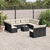vidaXL 12 Piece Patio Sofa Set with Cushions Black Poly Rattan - Black and Cream With Table - 2 of 4