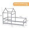 JOYMOR Twin House Floor Bed Frame with Roof, Wooden Montessori Bed with Safety Fence, Kids Bedroom (Gray) - 2 of 4