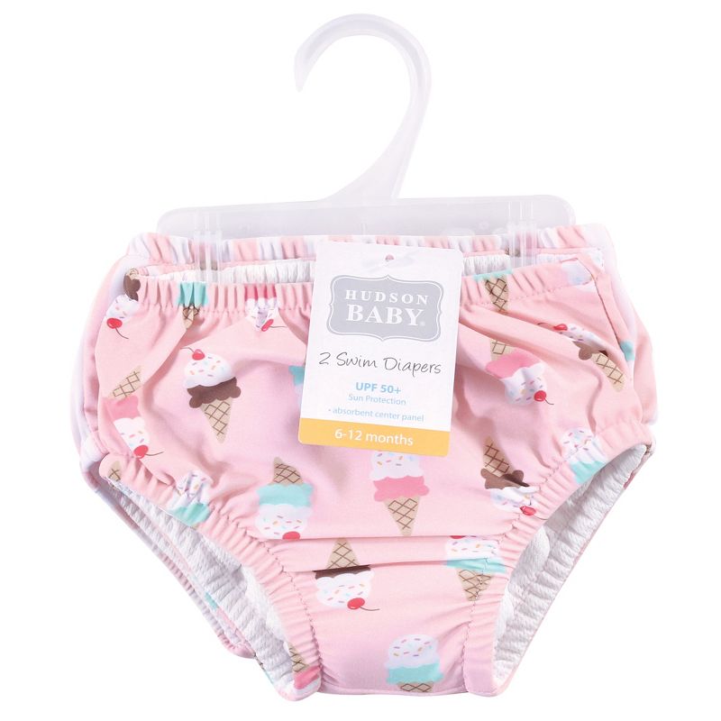 Hudson Baby Infant and Toddler Girl Swim Diapers, Ice Cream Cone, 3 of 6