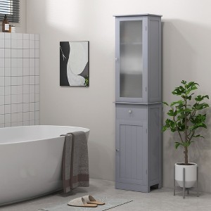 HDZNVF Slim Bathroom Storage Cabinet, Tall Bathroom Cabinet, Gray - 1 of 4