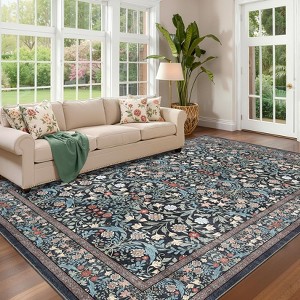 COZONY Large Washable Floral Area Rug with Non-Slip Backing - 1 of 4