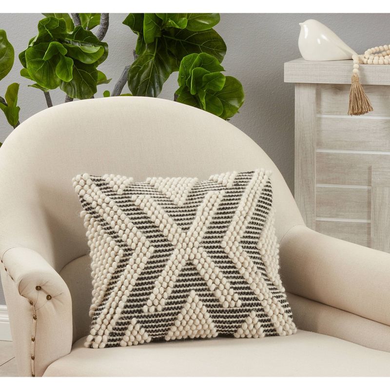 18&#34;x18&#34; Woven with Arrow Design Knitted Square Throw Pillow Cover Black/White - Saro Lifestyle, 4 of 5