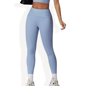 Anna-Kaci Active Women's High Waist Full Length Leggings with Ribbed Waistband - 1 of 4