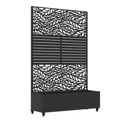 Lirago Iron Arch Mobile Planter Box (1-Piece)-Raised Garden Bed Elevated Planter with Trellis Privacy Screen 38 Gallon Capacity