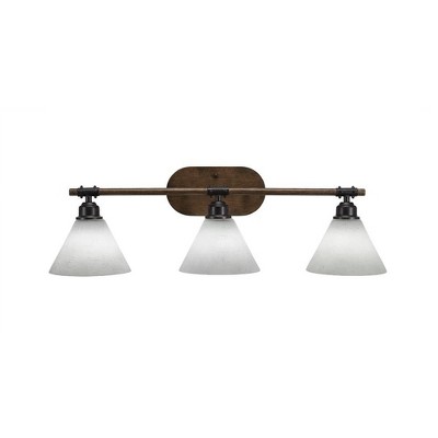 Toltec Lighting Blacksmith 3 - Light Vanity in  Painted Wood/Dark Granite with 7" White Muslin Shade
