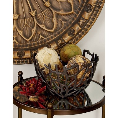 Set of 2 Black Aluminum Coral-Inspired Decorative Bowls