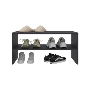 AZL1 Life Concept Shoe Rack Silpa Small with Three Open Shelves 23.6 Wide Compact Modern Organizer for Entryway Closet, Black, 28.74"*15.35"*3.15" - 1 of 4