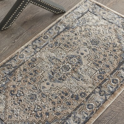 Elysian Beige & Grey Synthetic 26" Round Area Rug