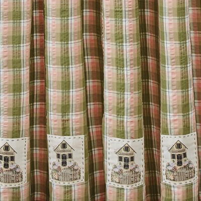 Butterfly Garden Plaid Fabric Shower Curtain 72" x 72"