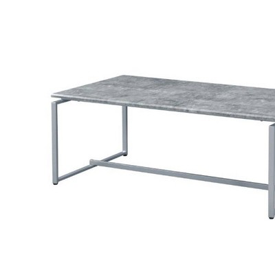 52'' Modern Faux Concrete and Silver Coffee Table Set
