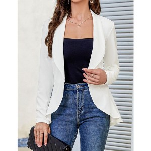 Womens Blazer Long Sleeve Ruffle Hem Casual Office Business Cardigan Suit Jackets - 1 of 4