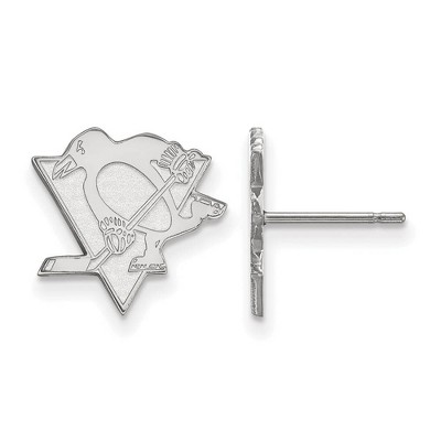 Black Bow Jewelry 14k White Gold Pittsburgh Penguins NHL Stud Earrings