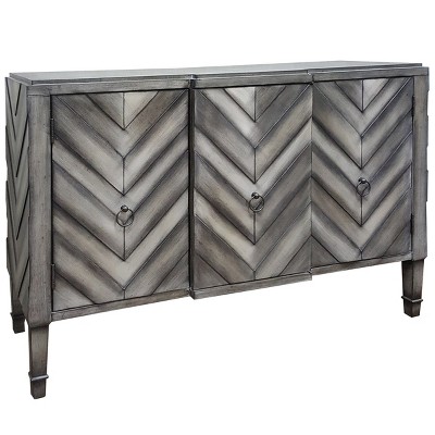 3 Door Chevron Console Table Modern Gray - Stylecraft
