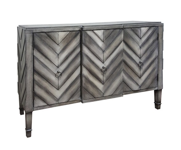3 Door Chevron Console Table Modern Gray - Stylecraft