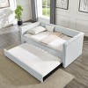 DOMETOUR Twin Size Daybed, Upholstered sofa bed,The bottom pulls out to form a bed ,Striped corduroy fabric- Light grey(86*43.5*34 inch) - 2 of 4