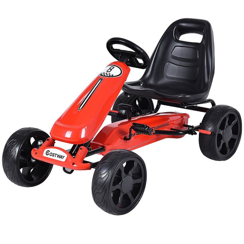 Costway Go Kart Kids Ride On Car Pedal Powered 4 Wheel Racer Stealth Outdoor Toy, 1 of 9