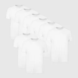 Hanes Men's 6pk+2 Crew Neck T-Shirt - White L