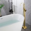 Cobbe Single Handle Freestanding Floor Standing Bathtub Filler Faucet Bathtub Filler with Swivel Spout and Handheld Shower Brushed Gold - 3 of 4