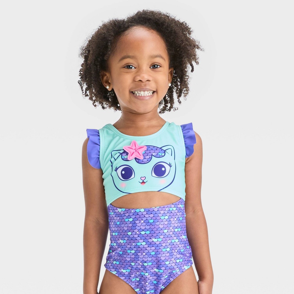 Photos - Swimwear DreamWave Toddler Girls' Gabby's Dollhouse One Piece Swimsuit - Purple 4T 