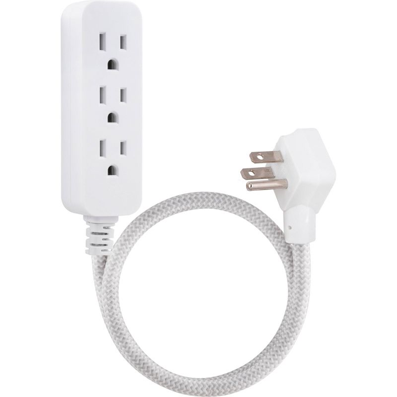 Cordinate  2&#39; 3 Outlets Grounded Extension Cord Gray, 6 of 8
