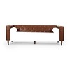 3-Seater Contemporary Sofa with Tufted Back, Rolled Pillows, and Wood-Like Accents for Living Room - 4 of 4