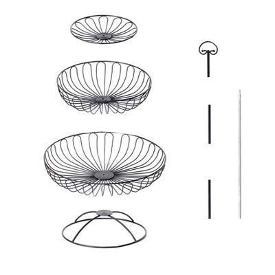 Black Powder-Coated Iron 3-Tier Round Fruit Basket